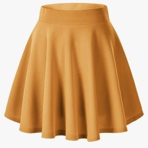 Urban CoCo Skater Skirt Mustard Mini Pleated Pull On Elastic Waistband Outfitter